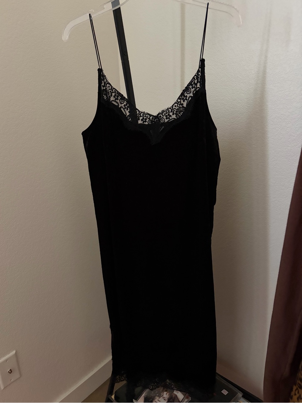 Black Lace Velvet Dress